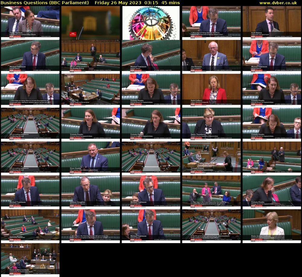 Business Questions (BBC Parliament) Friday 26 May 2023 03:15 - 04:00