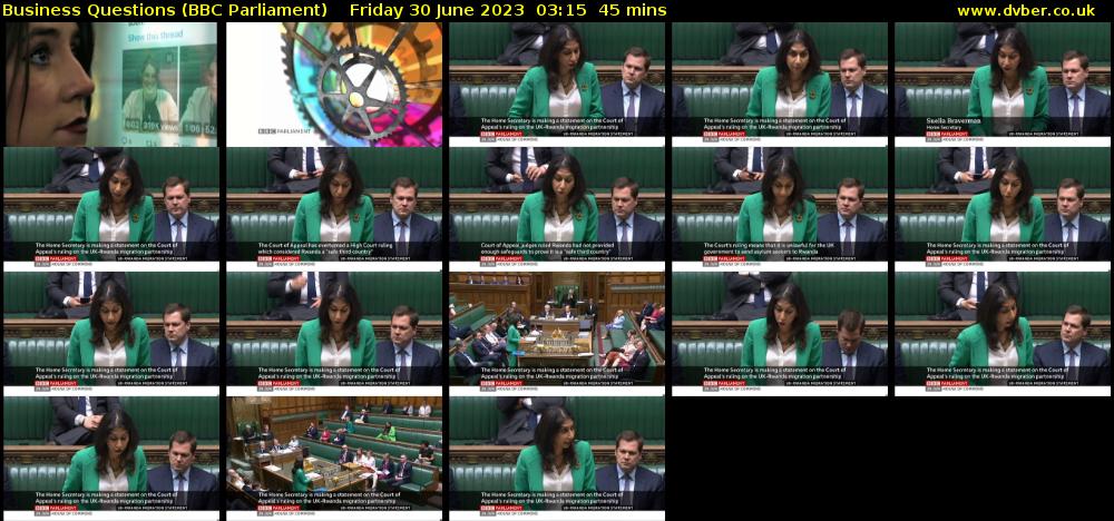Business Questions (BBC Parliament) Friday 30 June 2023 03:15 - 04:00