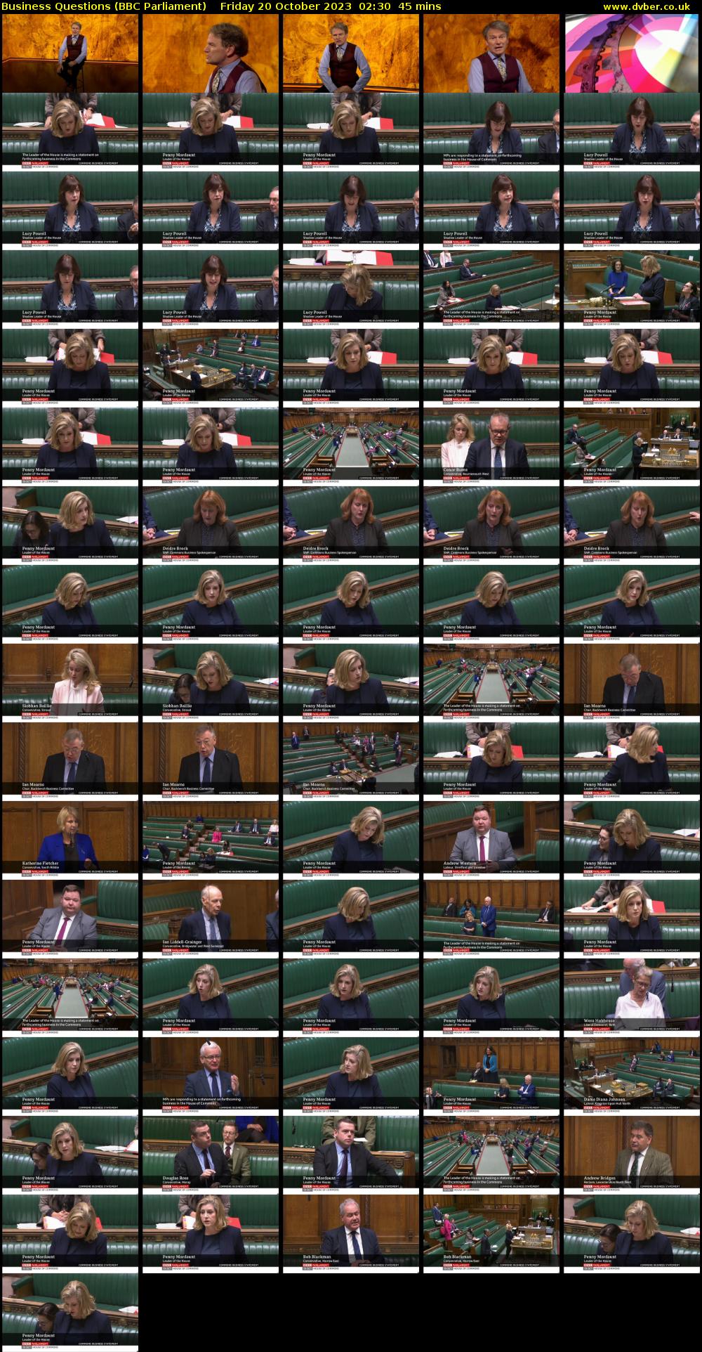 Business Questions (BBC Parliament) Friday 20 October 2023 02:30 - 03:15