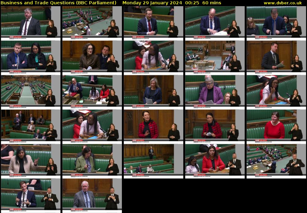 Business and Trade Questions (BBC Parliament) Monday 29 January 2024 00:25 - 01:25
