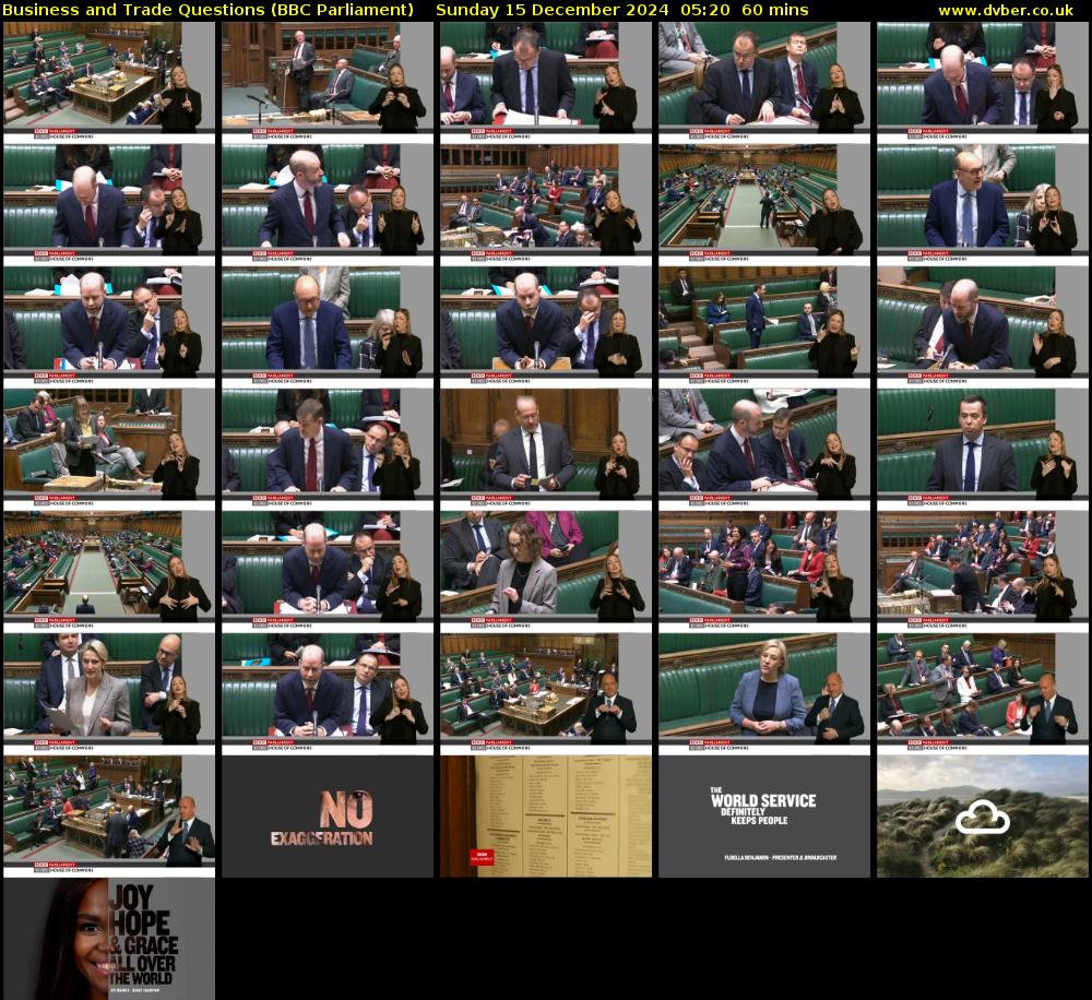 Business and Trade Questions (BBC Parliament) Sunday 15 December 2024 05:20 - 06:20
