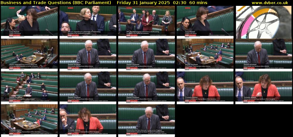 Business and Trade Questions (BBC Parliament) Friday 31 January 2025 02:30 - 03:30