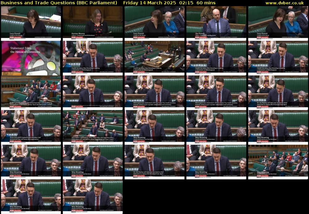 Business and Trade Questions (BBC Parliament) Friday 14 March 2025 02:15 - 03:15
