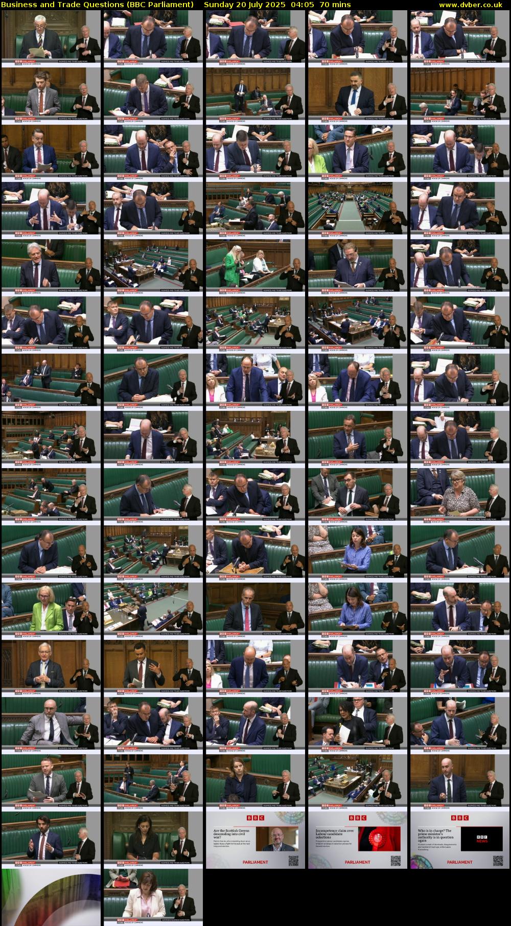 Business and Trade Questions (BBC Parliament) Sunday 20 July 2025 04:05 - 05:15