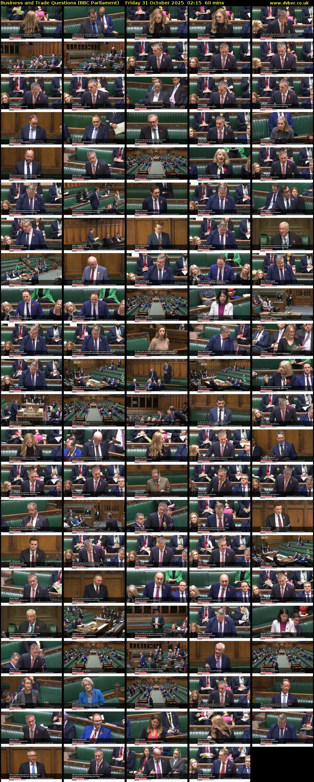 Business and Trade Questions (BBC Parliament) Friday 31 October 2025 02:15 - 03:15
