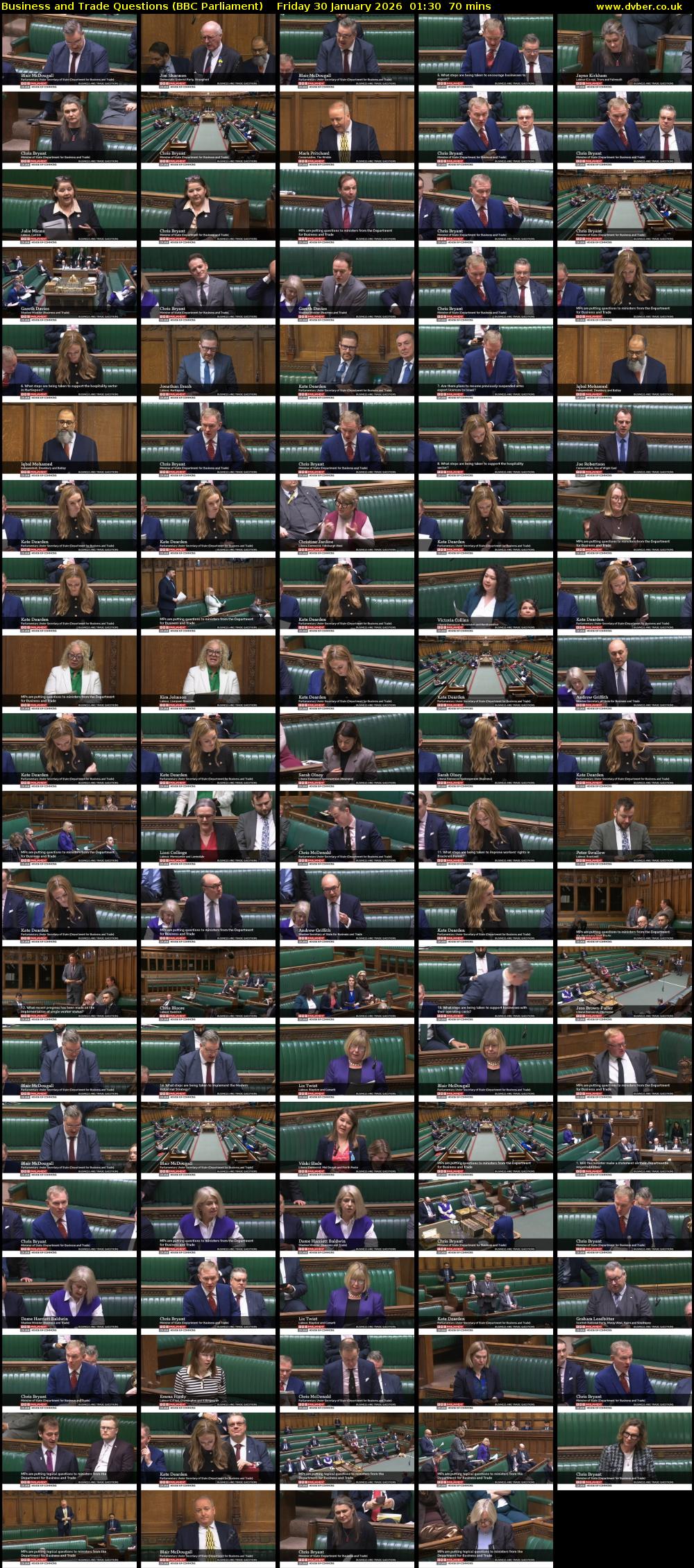 Business and Trade Questions (BBC Parliament) Friday 30 January 2026 01:30 - 02:40