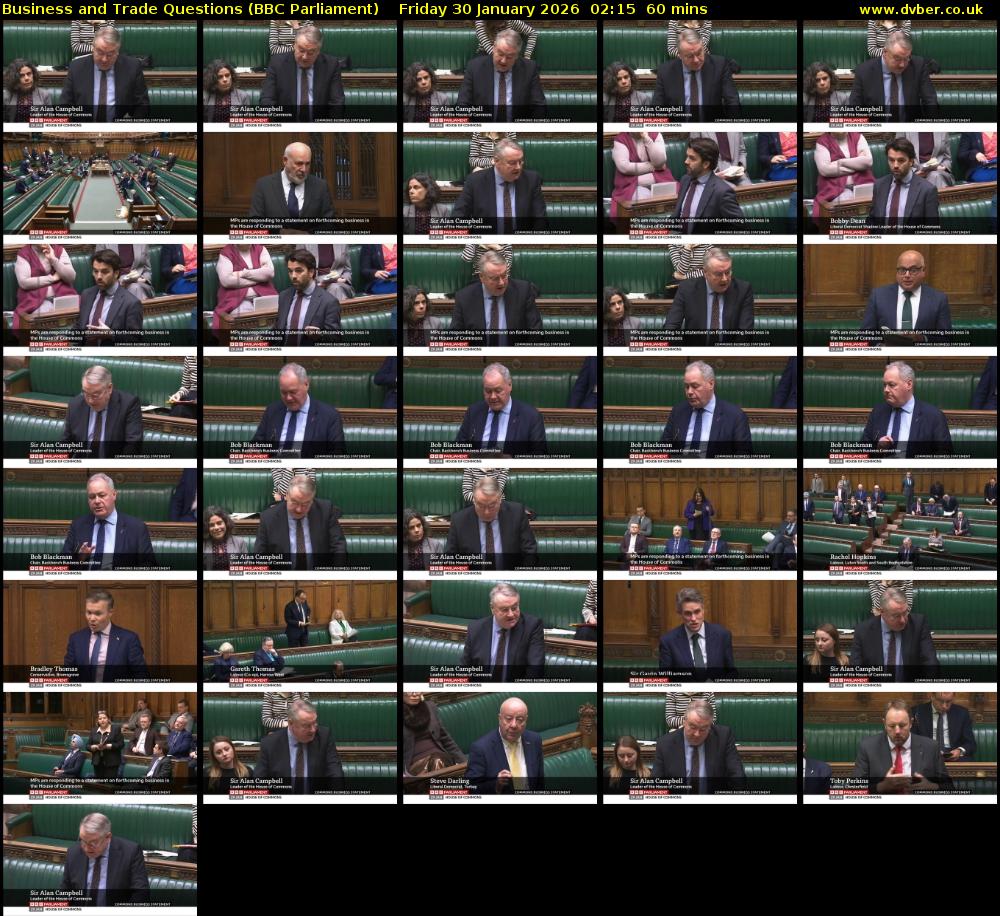 Business and Trade Questions (BBC Parliament) Friday 30 January 2026 02:15 - 03:15