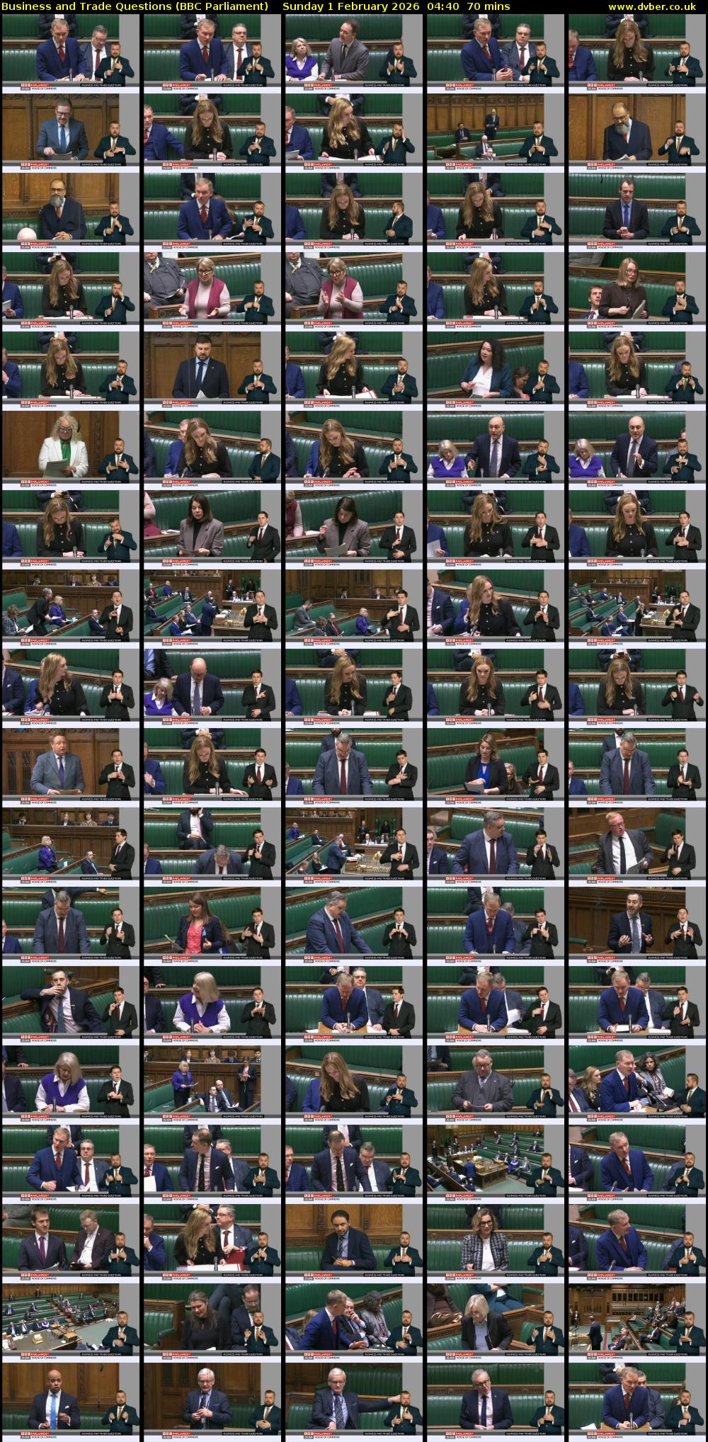 Business and Trade Questions (BBC Parliament) Sunday 1 February 2026 04:40 - 05:50