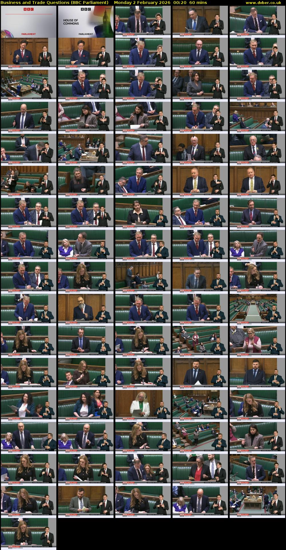 Business and Trade Questions (BBC Parliament) Monday 2 February 2026 00:20 - 01:20