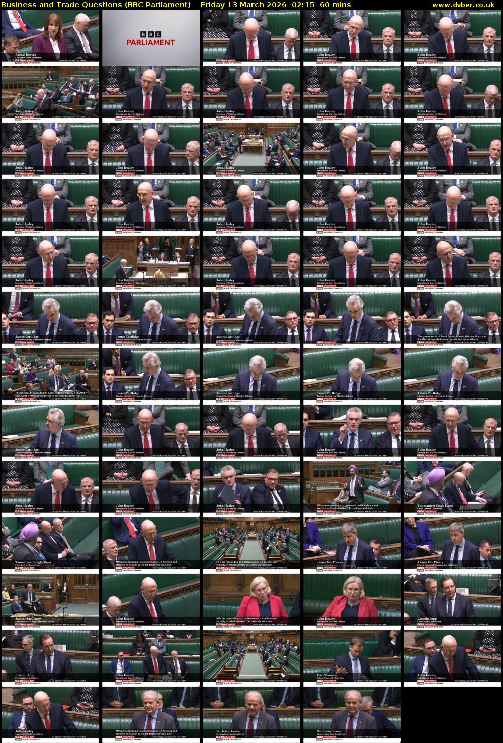 Business and Trade Questions (BBC Parliament) Friday 13 March 2026 02:15 - 03:15