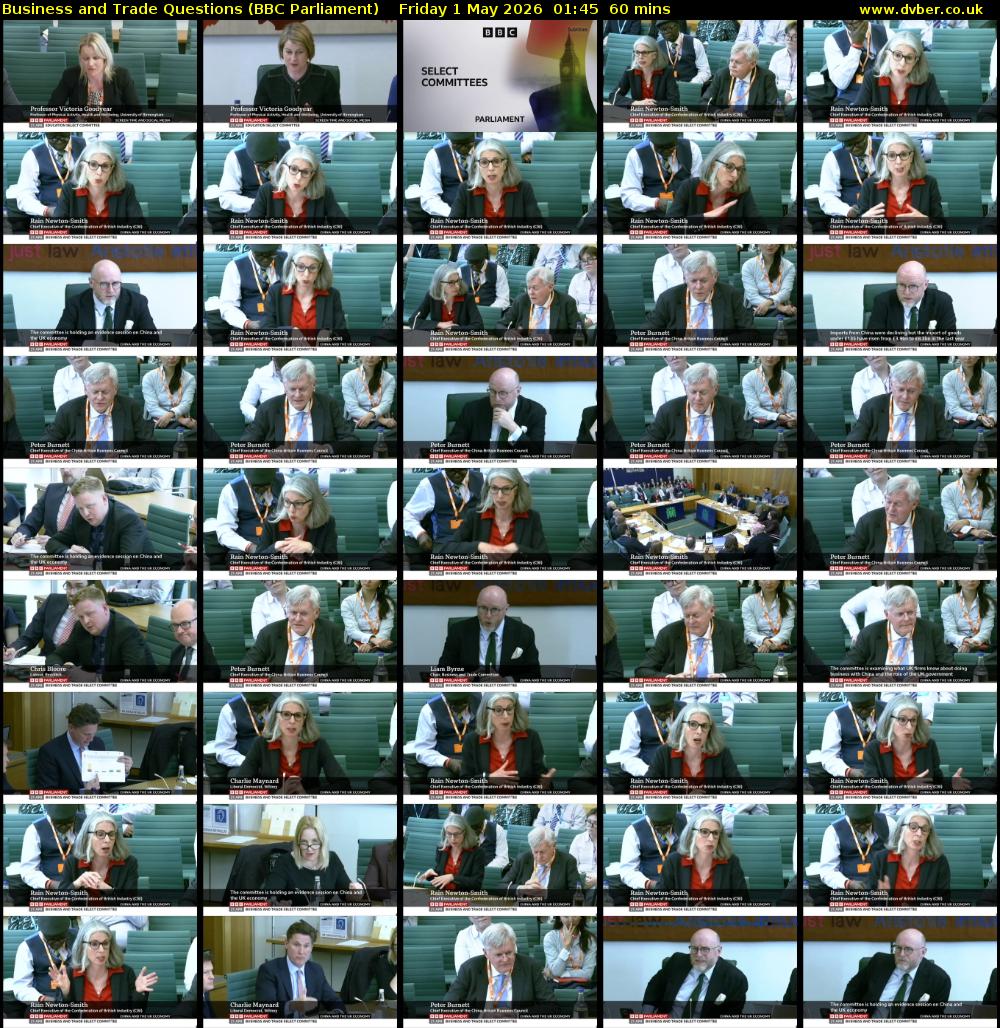 Business and Trade Questions (BBC Parliament) Friday 1 May 2026 01:45 - 02:45