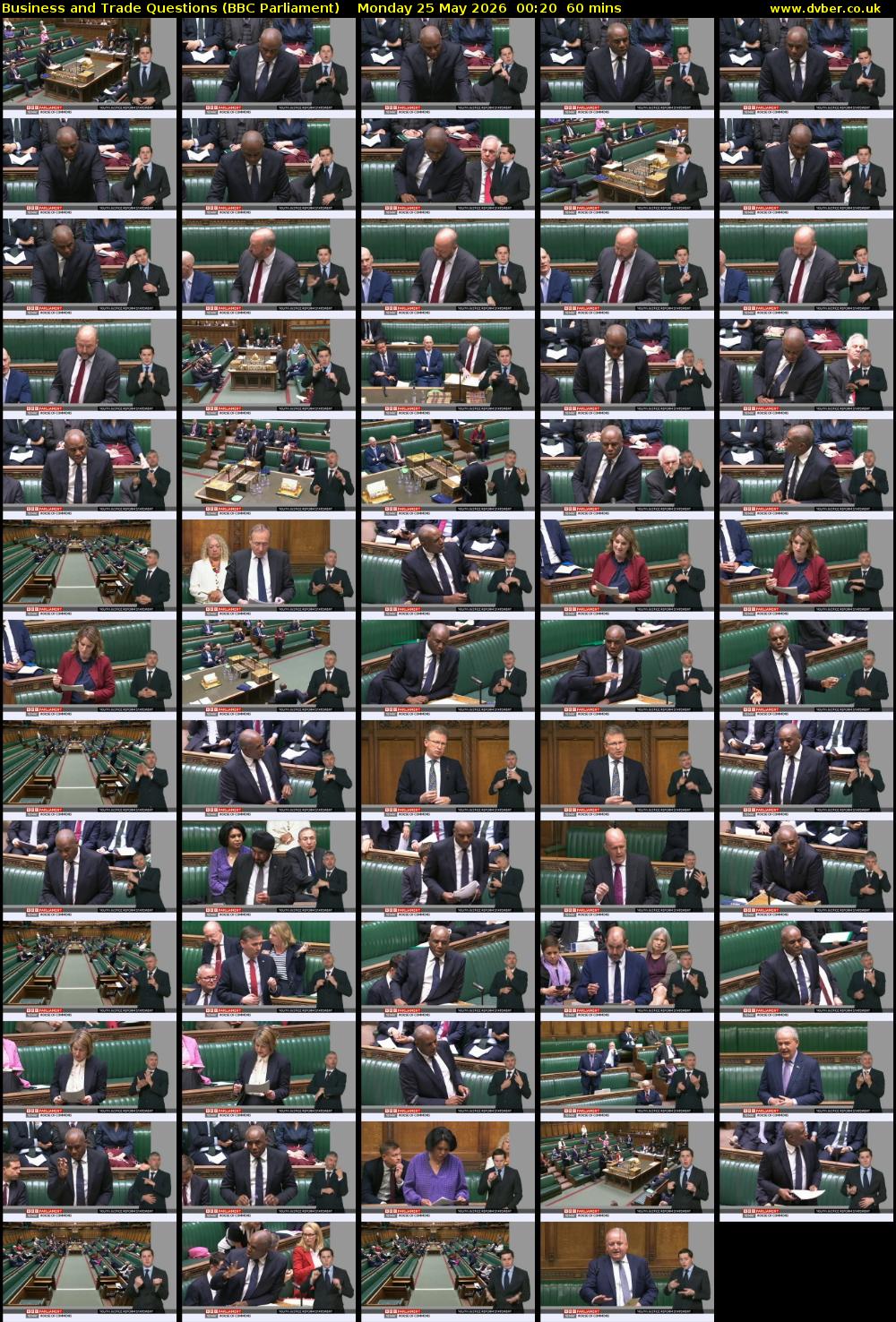 Business and Trade Questions (BBC Parliament) Monday 25 May 2026 00:20 - 01:20