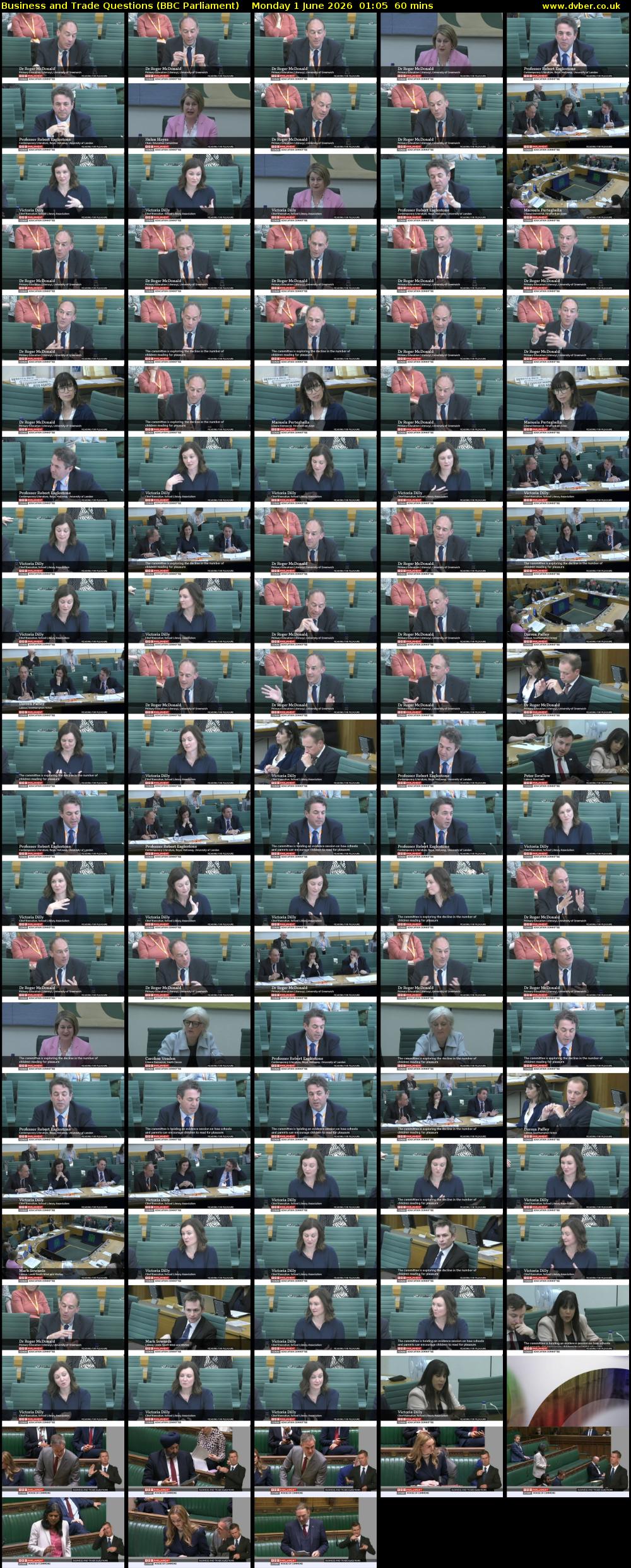 Business and Trade Questions (BBC Parliament) Monday 1 June 2026 01:05 - 02:05