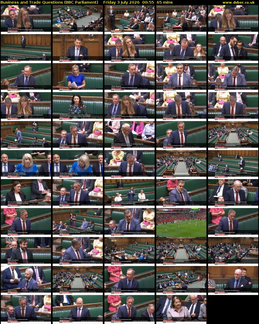 Business and Trade Questions (BBC Parliament) Friday 3 July 2026 00:55 - 02:00