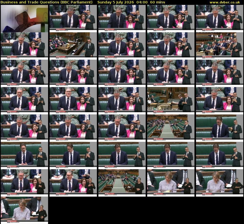 Business and Trade Questions (BBC Parliament) Sunday 5 July 2026 04:00 - 05:00