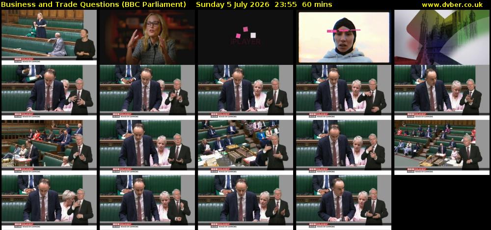 Business and Trade Questions (BBC Parliament) Sunday 5 July 2026 23:55 - 00:55