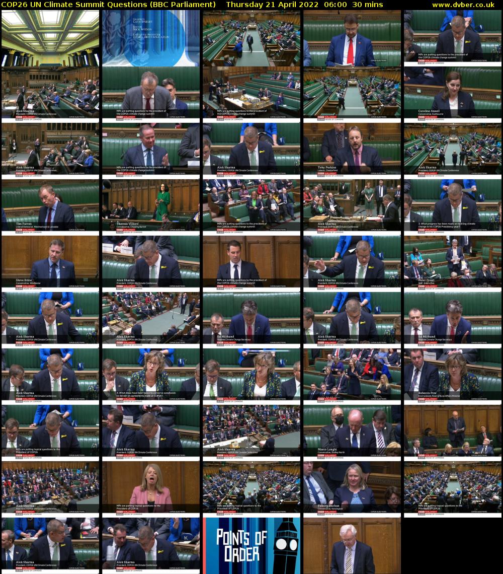 COP26 UN Climate Summit Questions (BBC Parliament) Thursday 21 April 2022 06:00 - 06:30