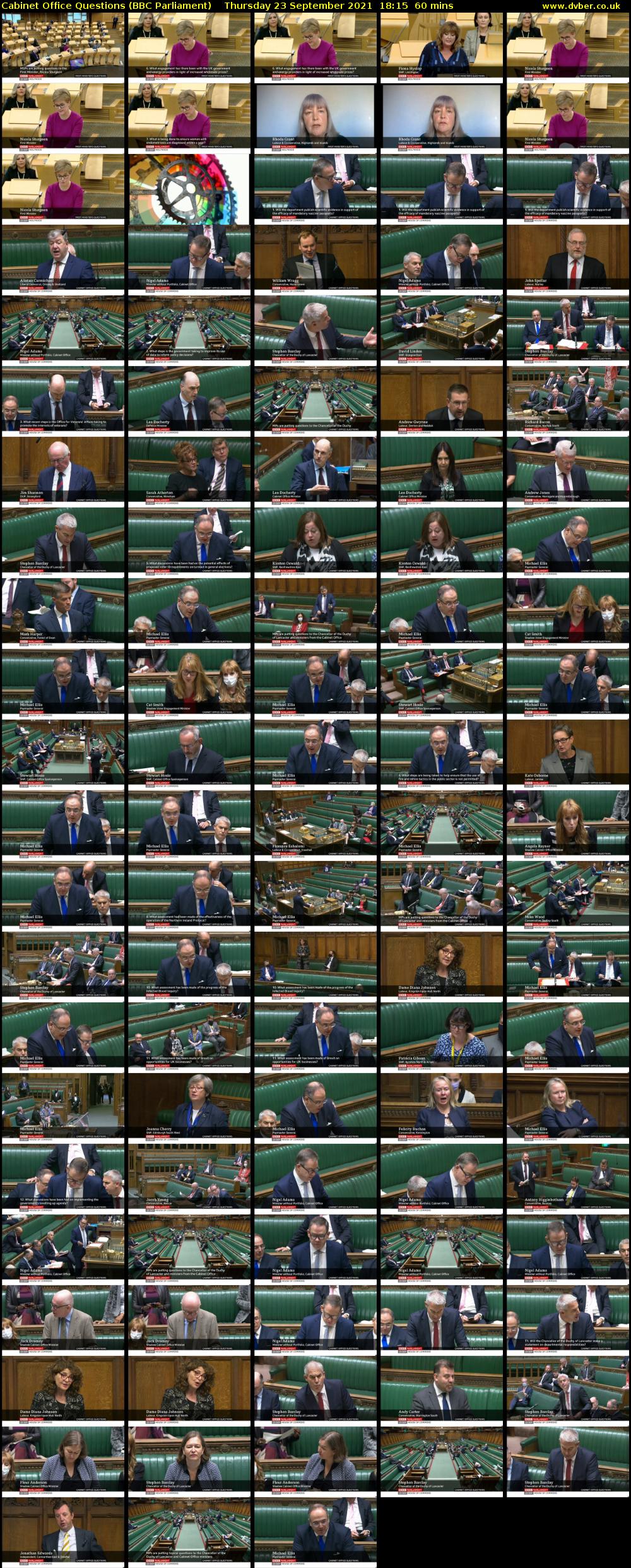Cabinet Office Questions (BBC Parliament) Thursday 23 September 2021 18:15 - 19:15