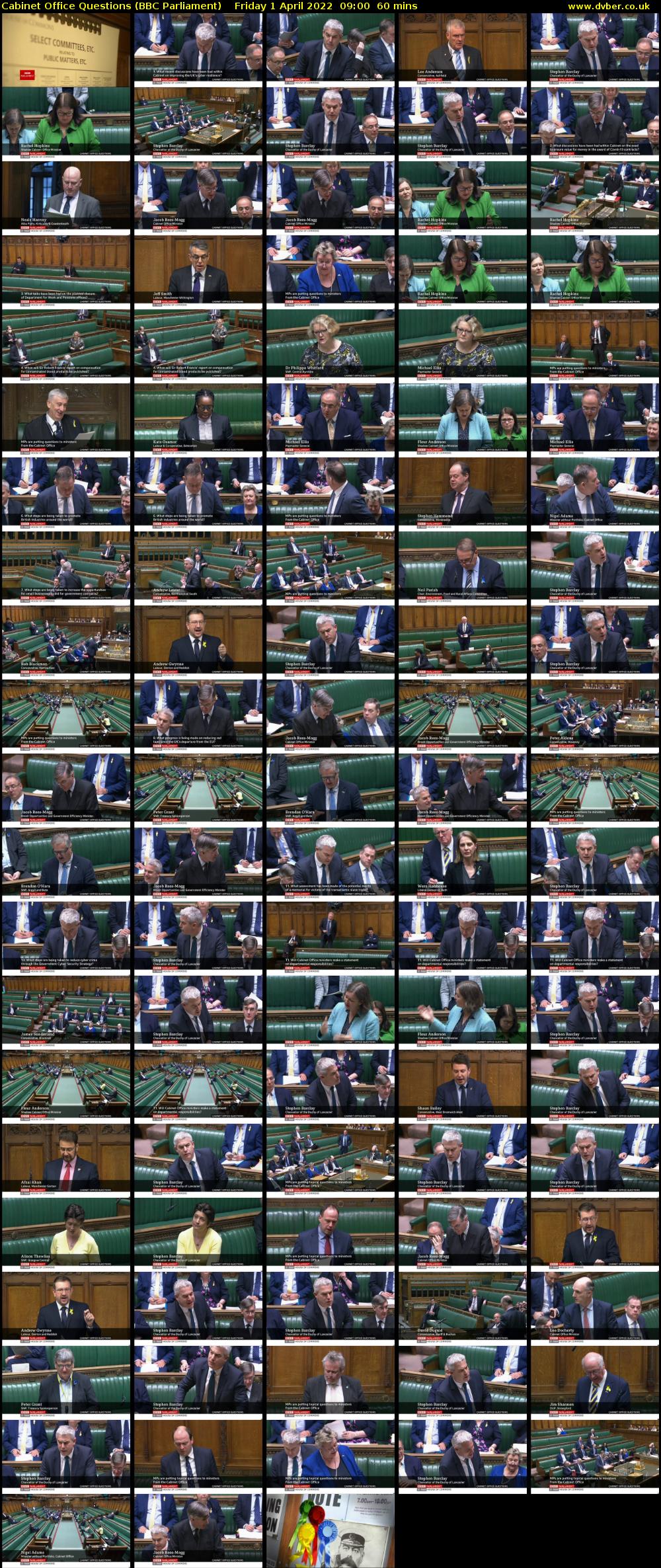 Cabinet Office Questions (BBC Parliament) Friday 1 April 2022 09:00 - 10:00