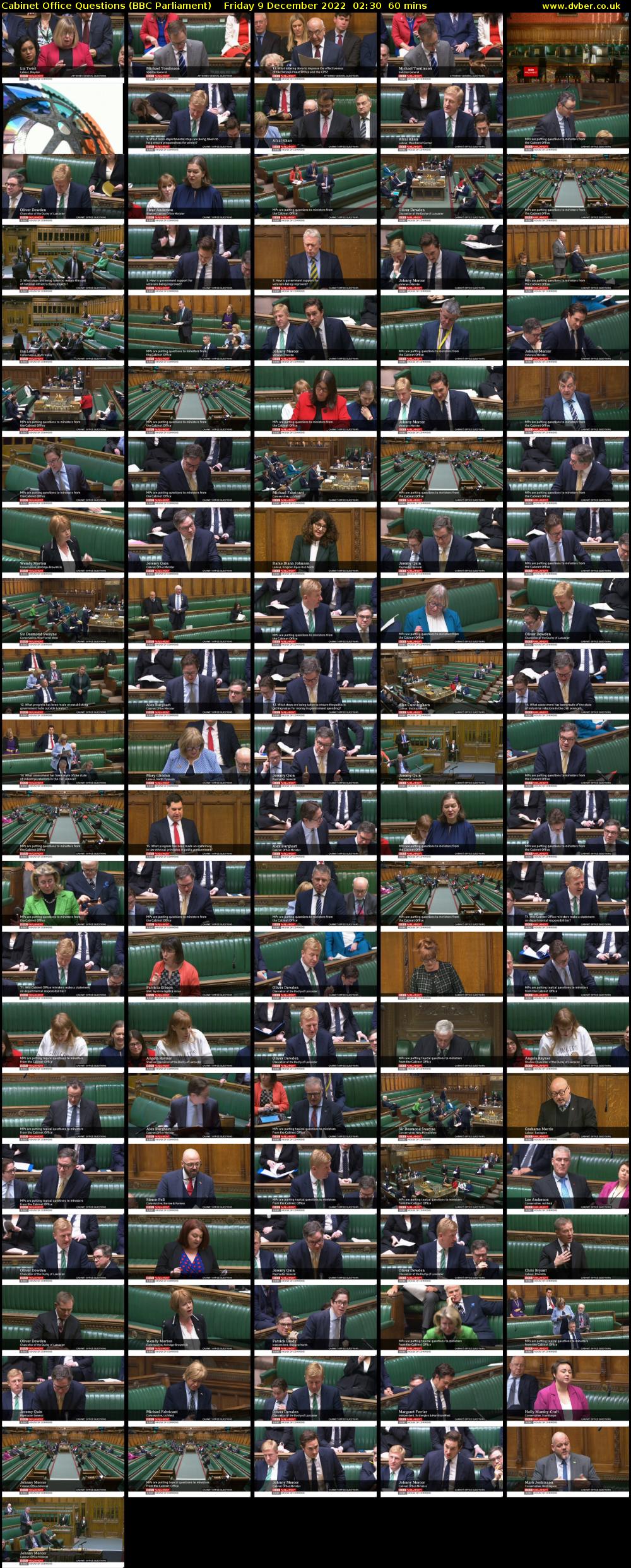Cabinet Office Questions (BBC Parliament) Friday 9 December 2022 02:30 - 03:30