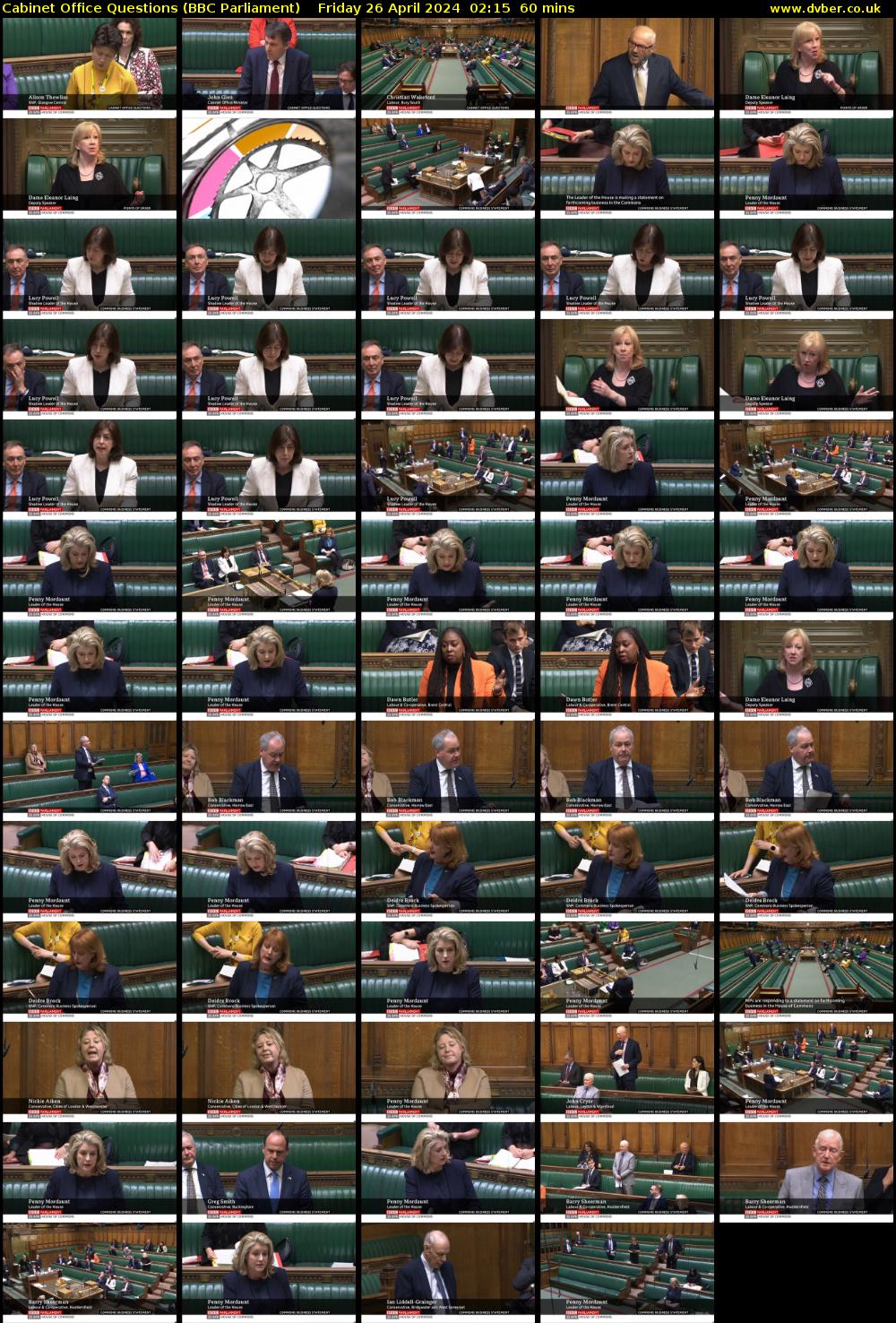 Cabinet Office Questions (BBC Parliament) Friday 26 April 2024 02:15 - 03:15