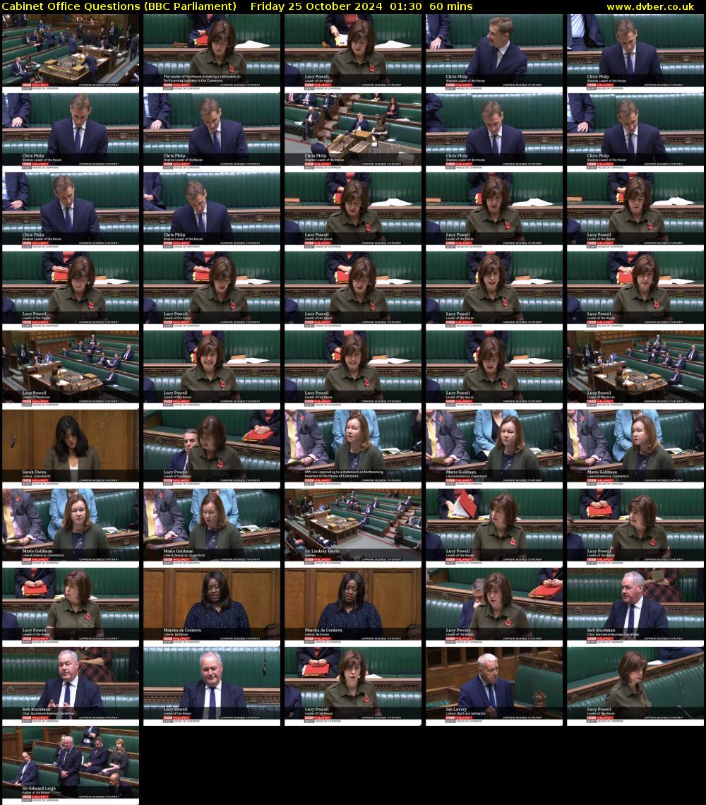 Cabinet Office Questions (BBC Parliament) Friday 25 October 2024 01:30 - 02:30