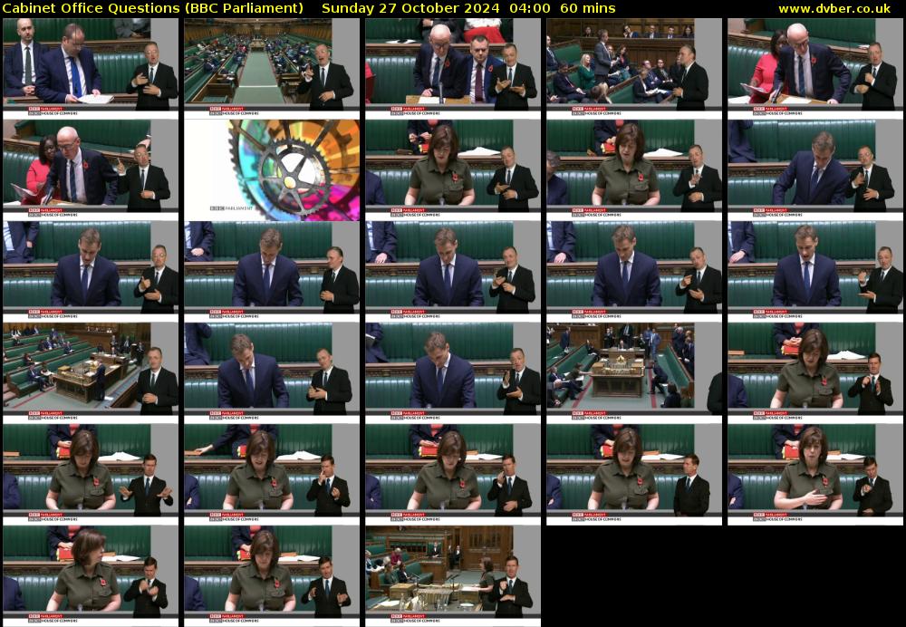 Cabinet Office Questions (BBC Parliament) Sunday 27 October 2024 04:00 - 05:00