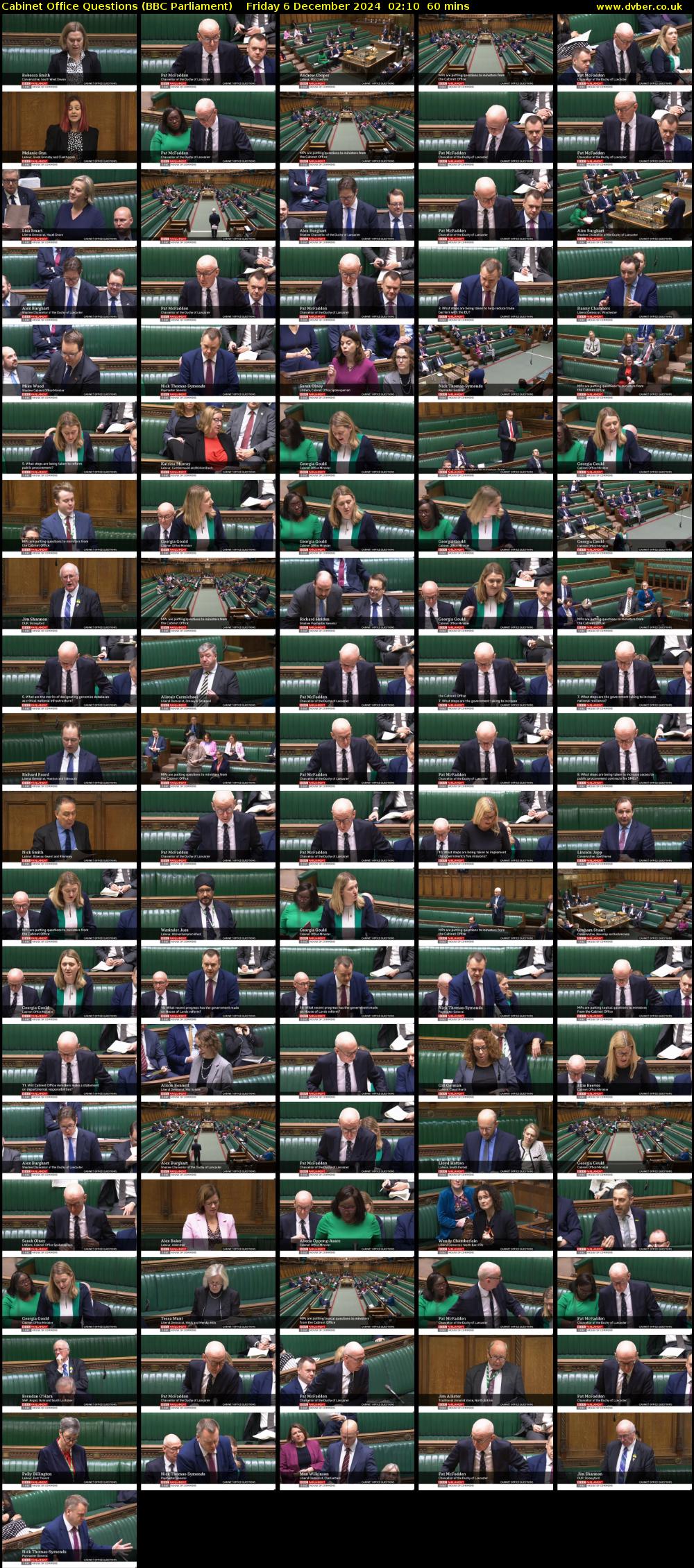 Cabinet Office Questions (BBC Parliament) Friday 6 December 2024 02:10 - 03:10