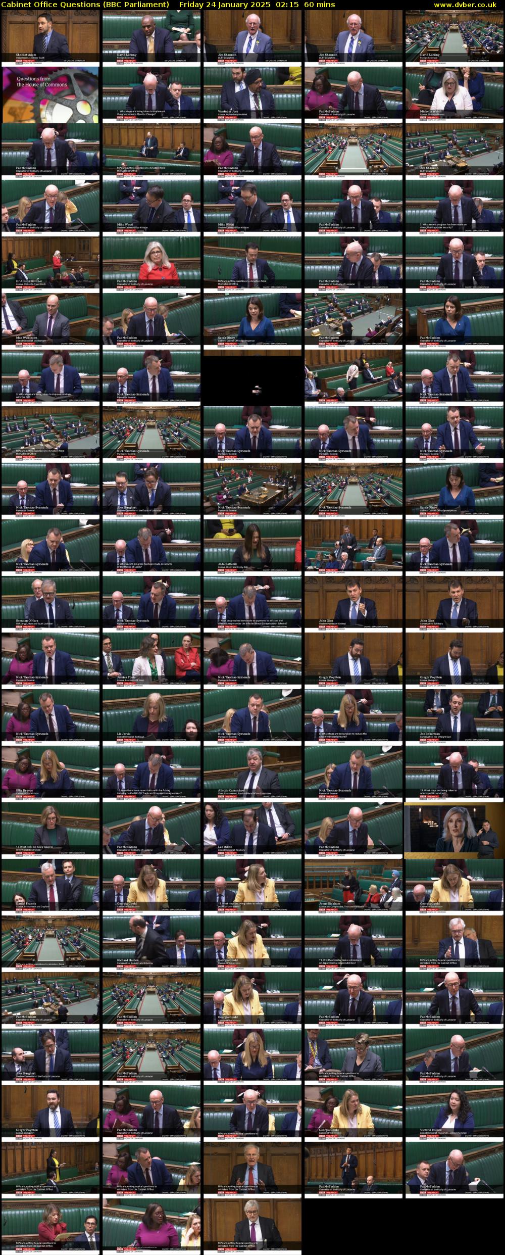 Cabinet Office Questions (BBC Parliament) Friday 24 January 2025 02:15 - 03:15