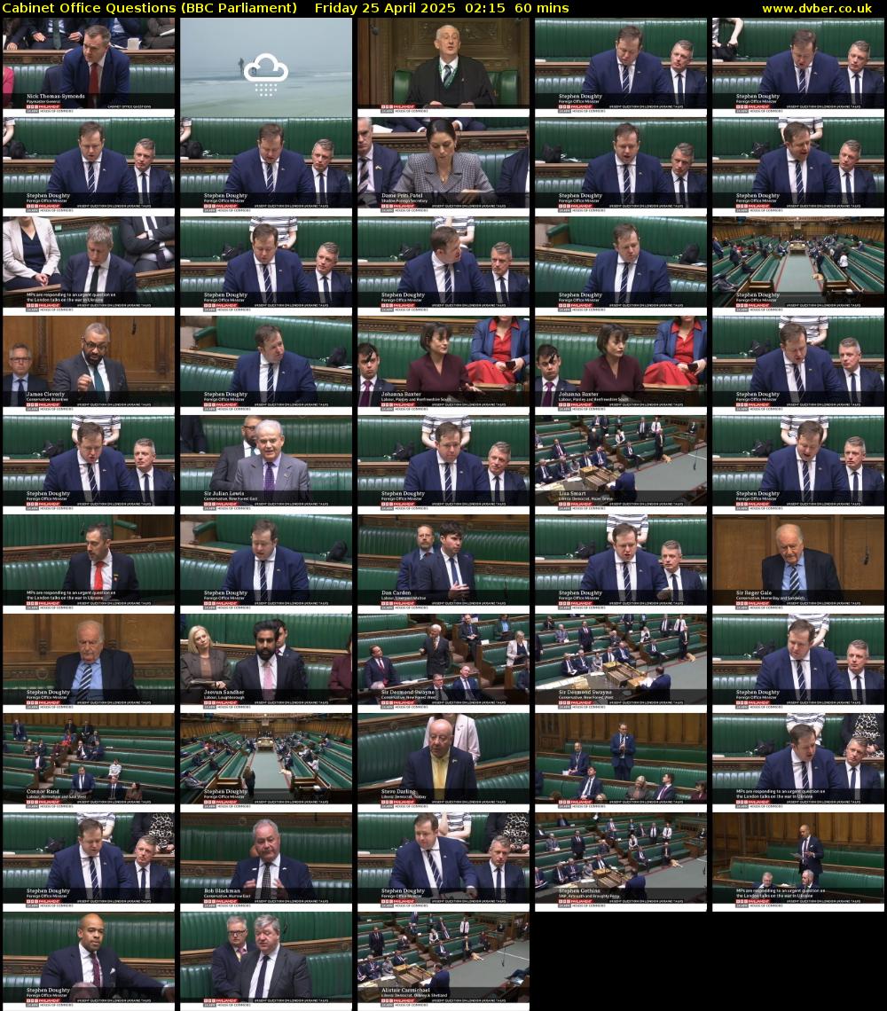 Cabinet Office Questions (BBC Parliament) Friday 25 April 2025 02:15 - 03:15