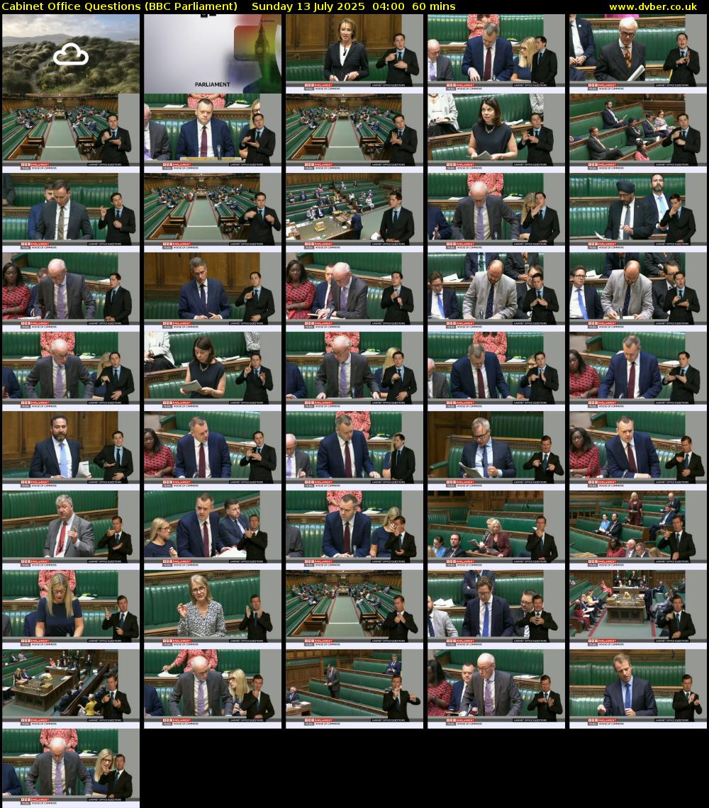 Cabinet Office Questions (BBC Parliament) Sunday 13 July 2025 04:00 - 05:00