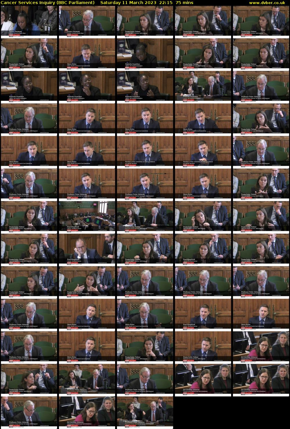 Cancer Services Inquiry (BBC Parliament) Saturday 11 March 2023 22:15 - 23:30