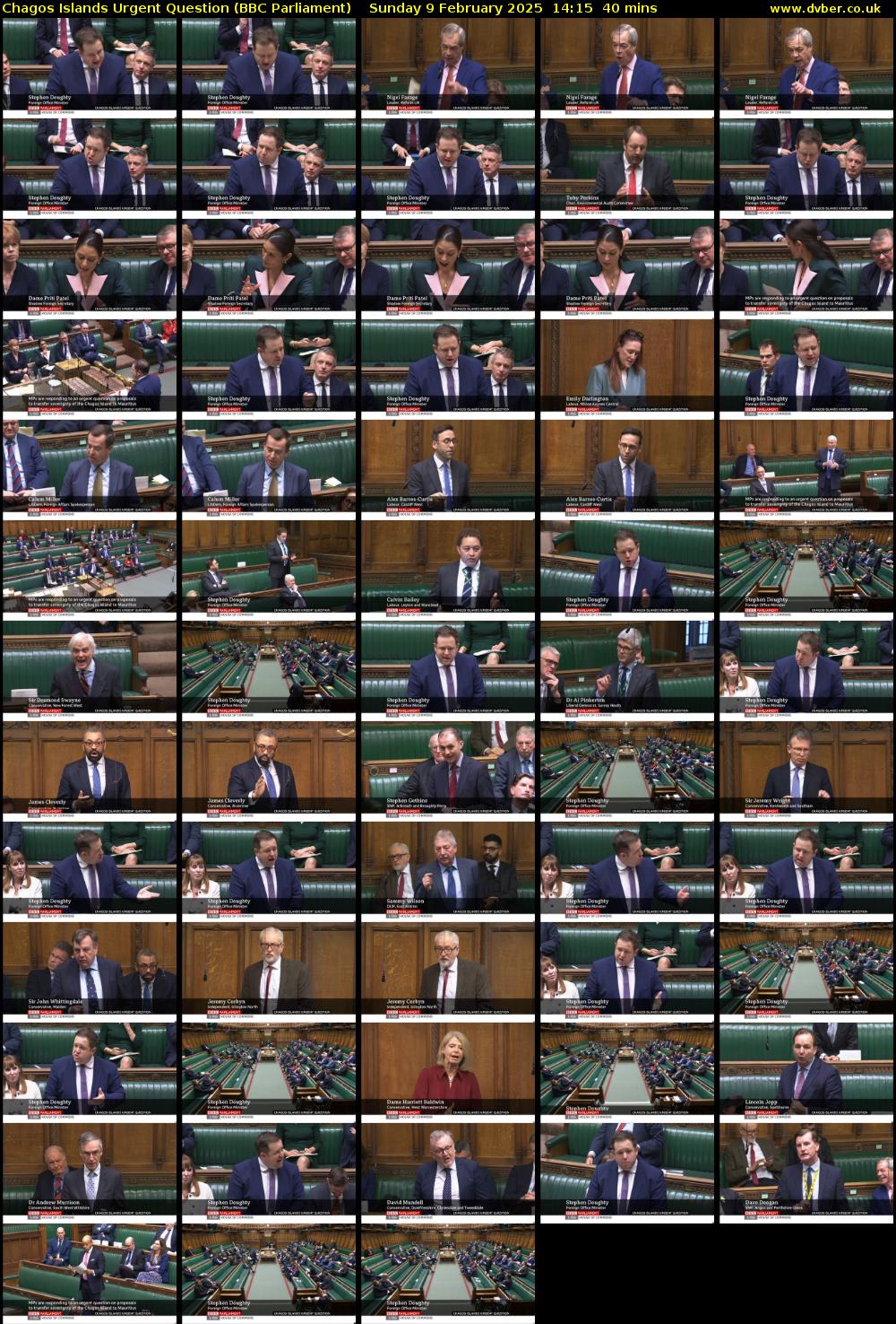 Chagos Islands Urgent Question (BBC Parliament) Sunday 9 February 2025 14:15 - 14:55
