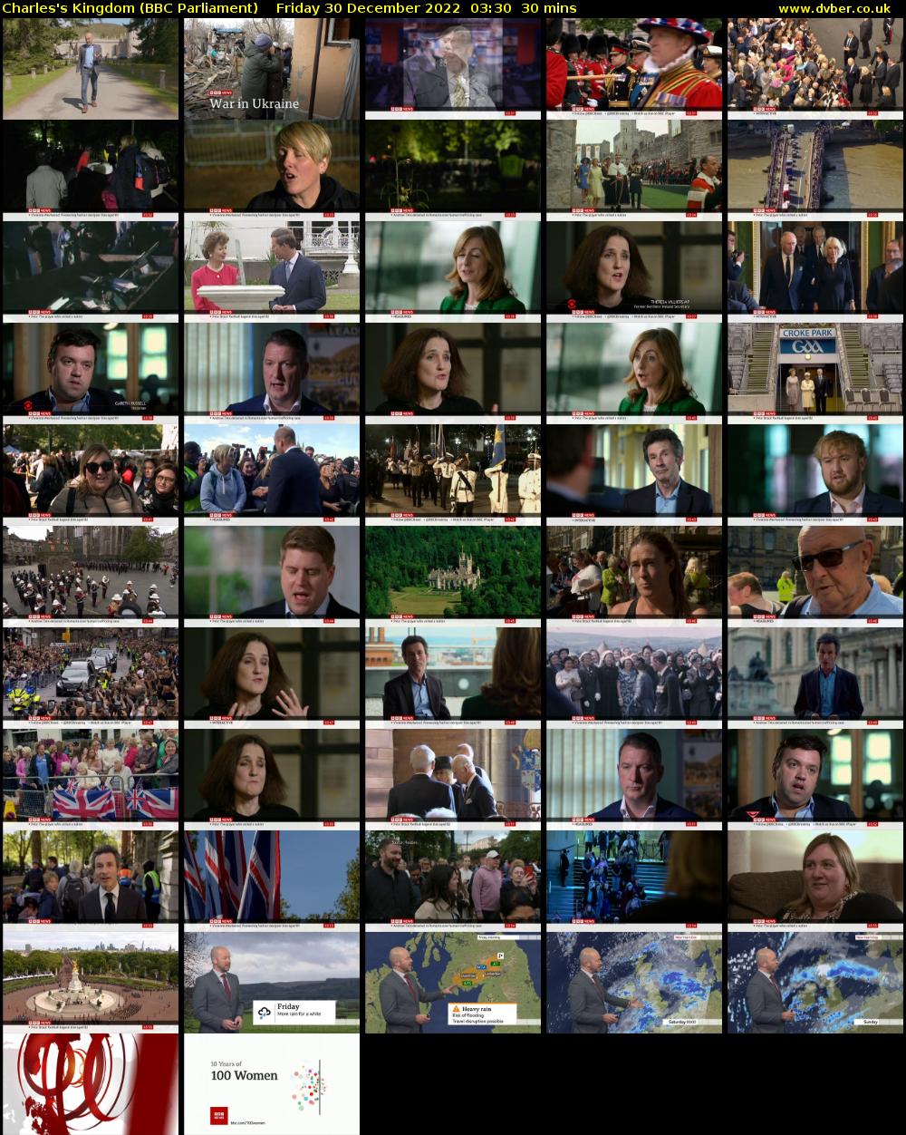 Charles's Kingdom (BBC Parliament) Friday 30 December 2022 03:30 - 04:00