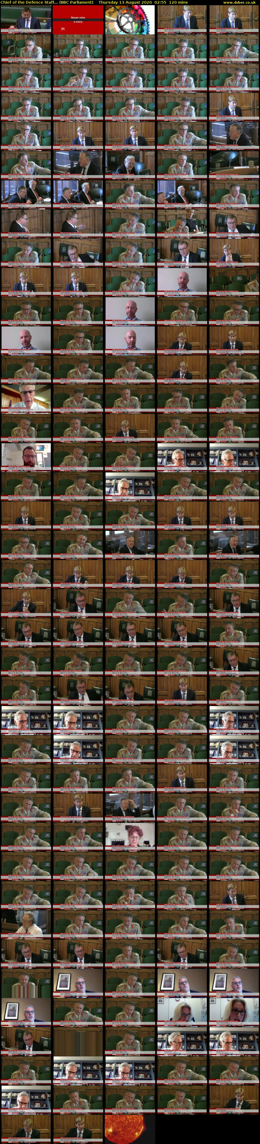 Chief of the Defence Staff... (BBC Parliament) Thursday 13 August 2020 02:55 - 04:55