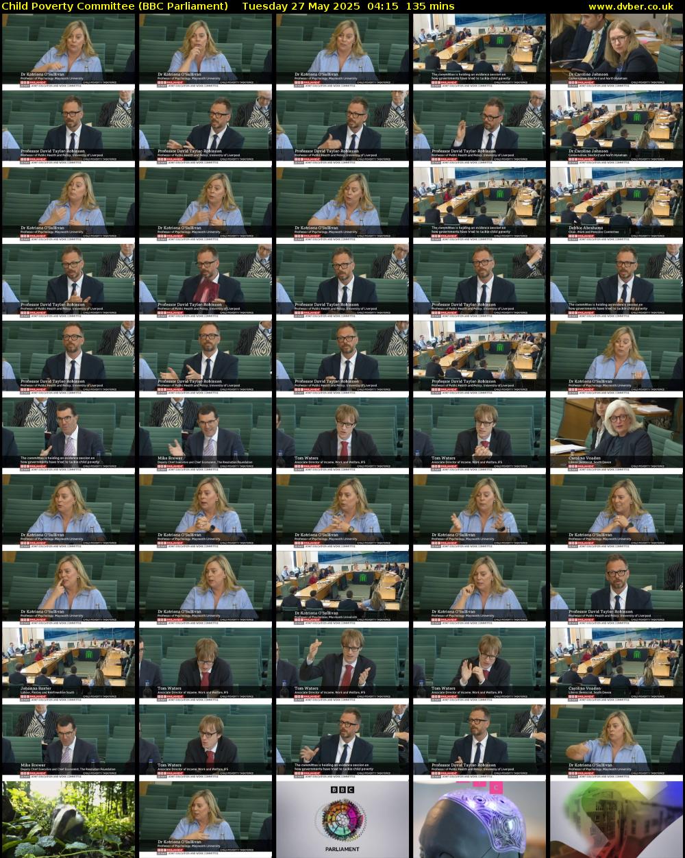 Child Poverty Committee (BBC Parliament) Tuesday 27 May 2025 04:15 - 06:30