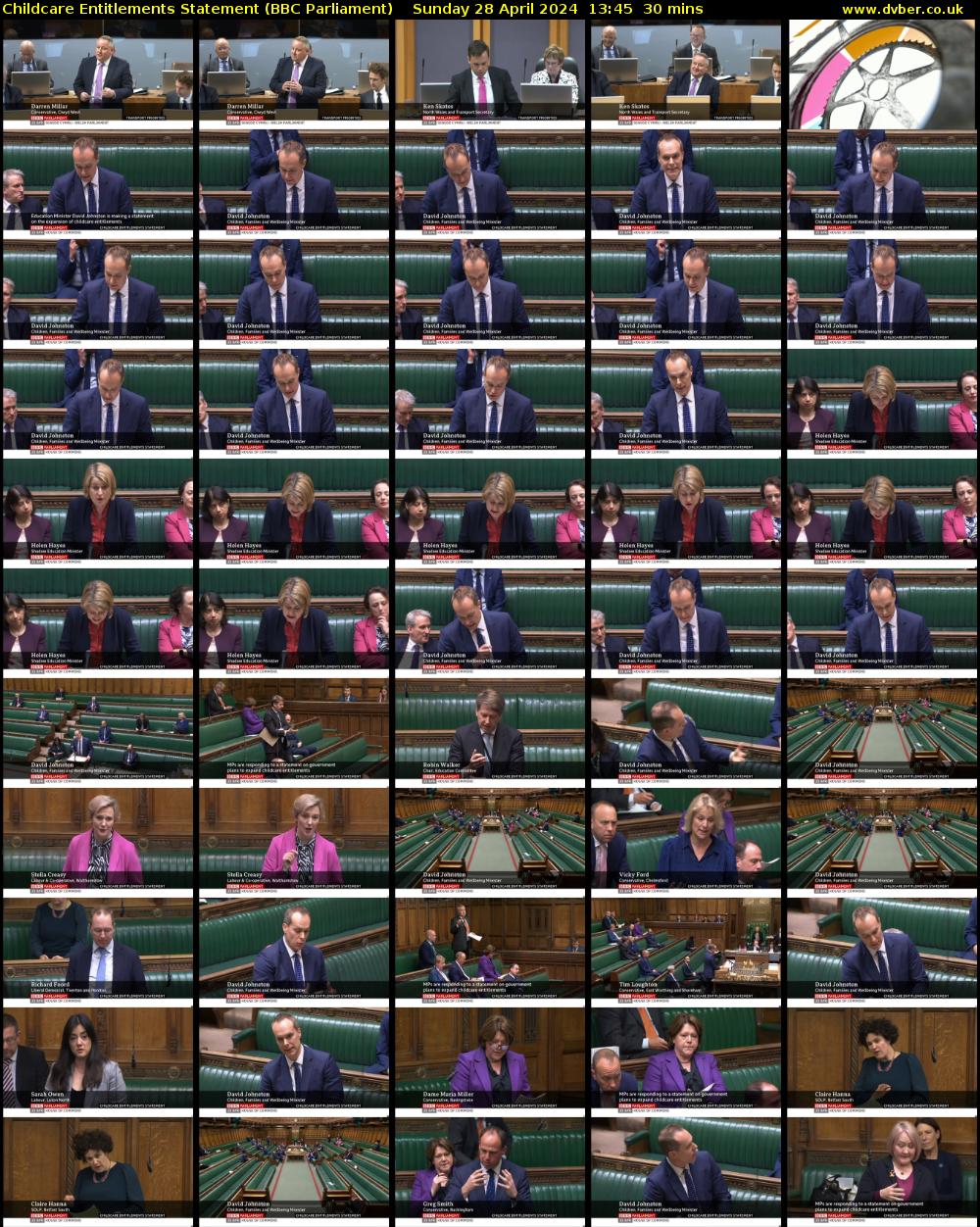 Childcare Entitlements Statement (BBC Parliament) Sunday 28 April 2024 13:45 - 14:15