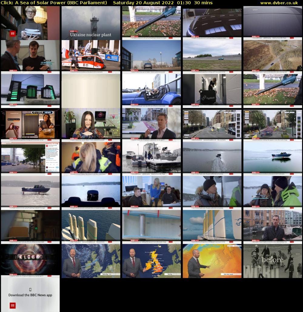 Click: A Sea of Solar Power (BBC Parliament) Saturday 20 August 2022 01:30 - 02:00