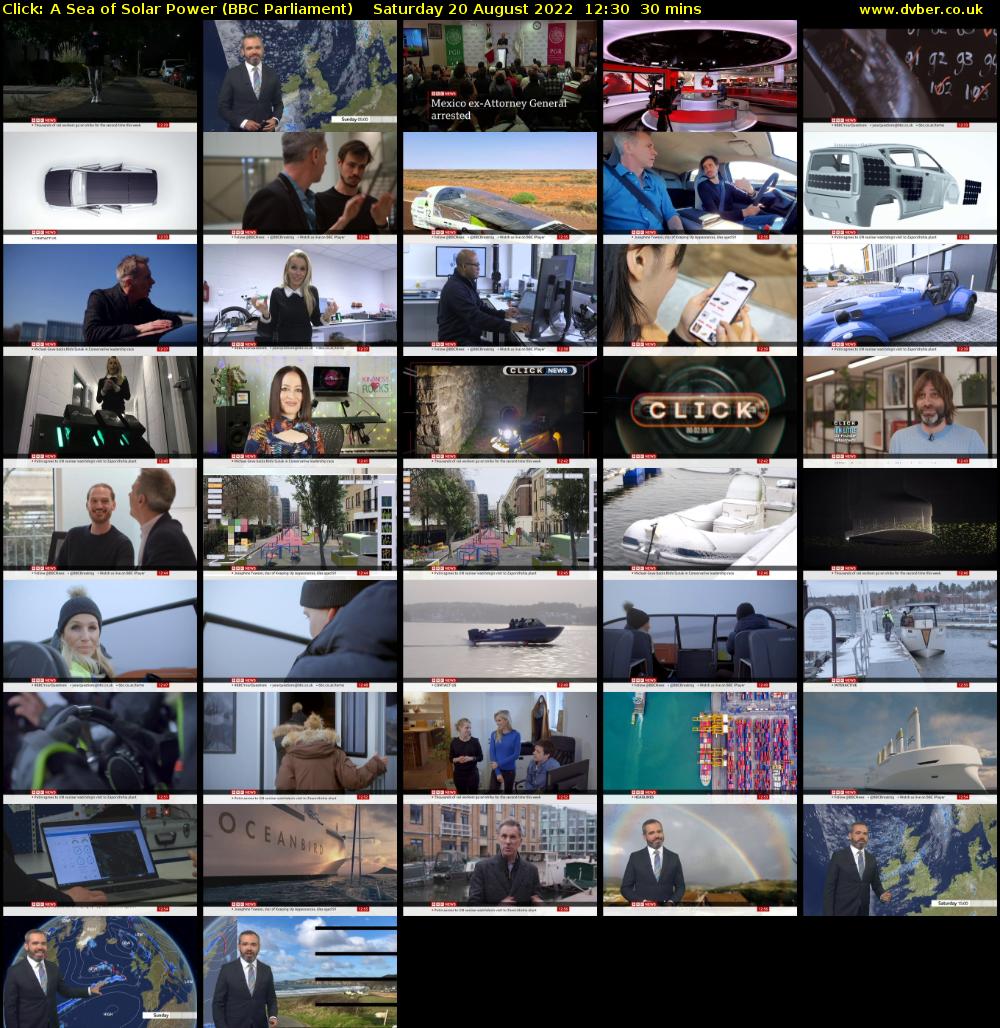 Click: A Sea of Solar Power (BBC Parliament) Saturday 20 August 2022 12:30 - 13:00