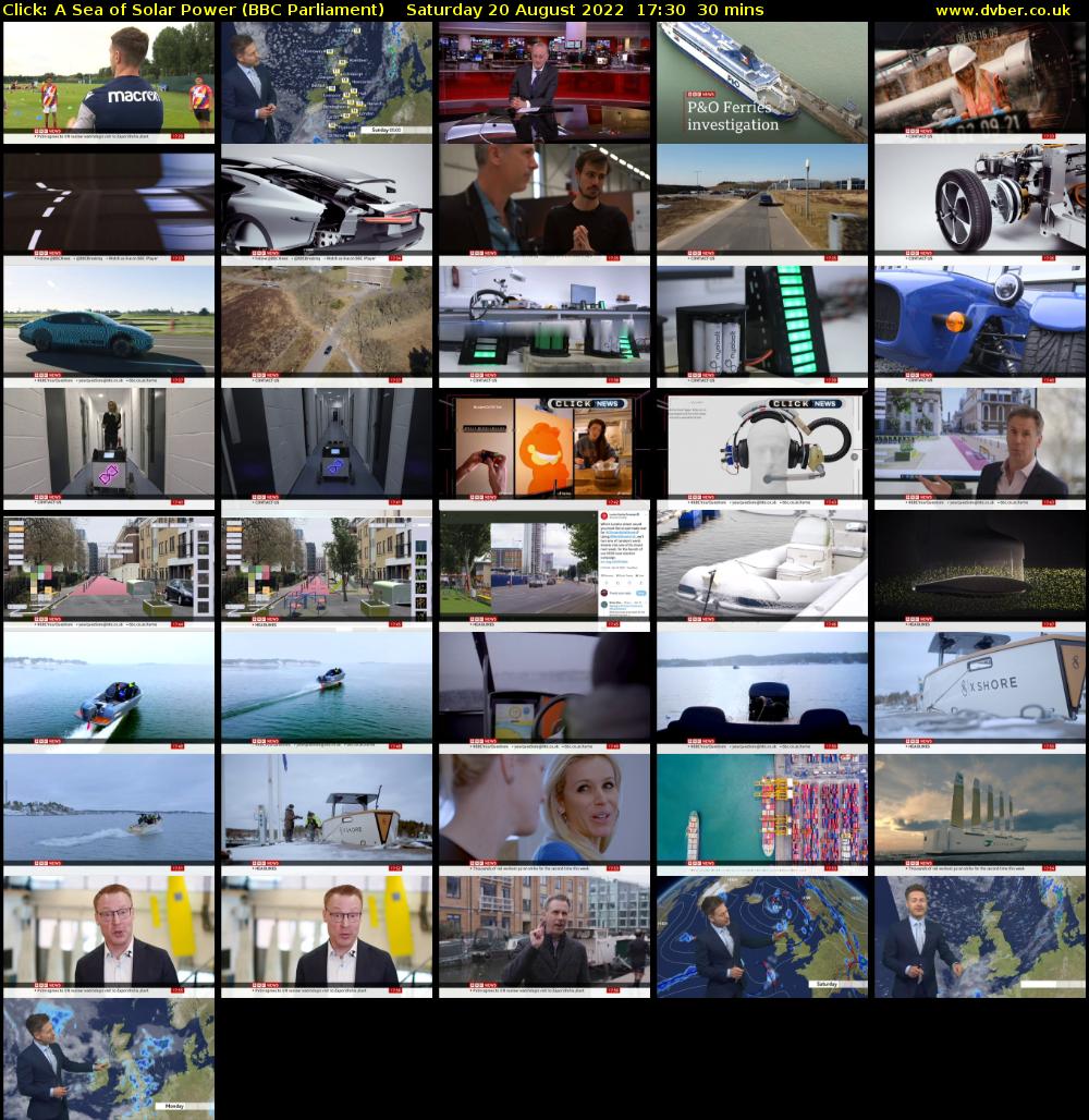 Click: A Sea of Solar Power (BBC Parliament) Saturday 20 August 2022 17:30 - 18:00