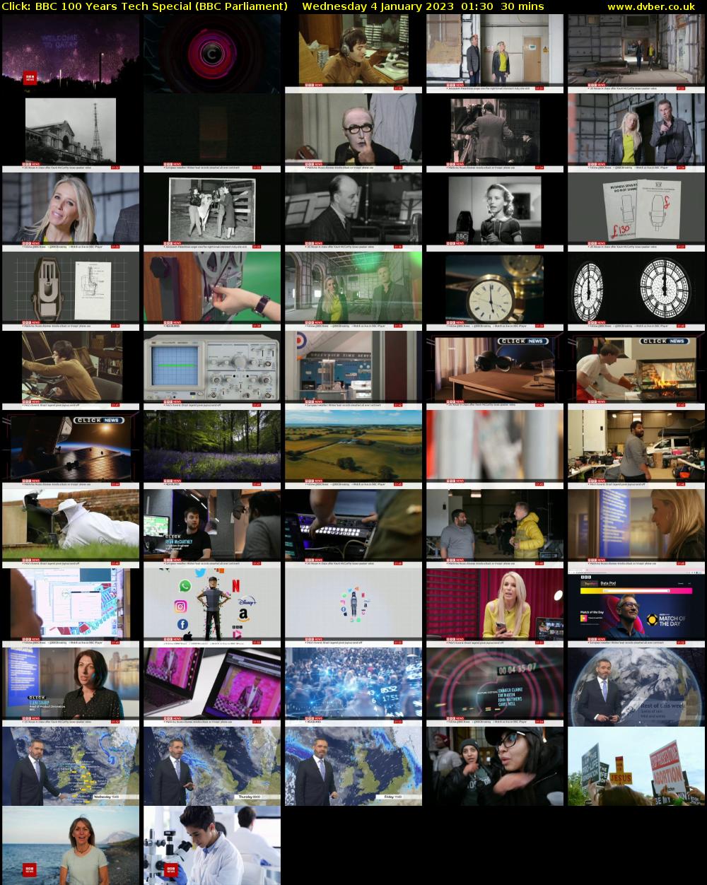 Click: BBC 100 Years Tech Special (BBC Parliament) Wednesday 4 January 2023 01:30 - 02:00