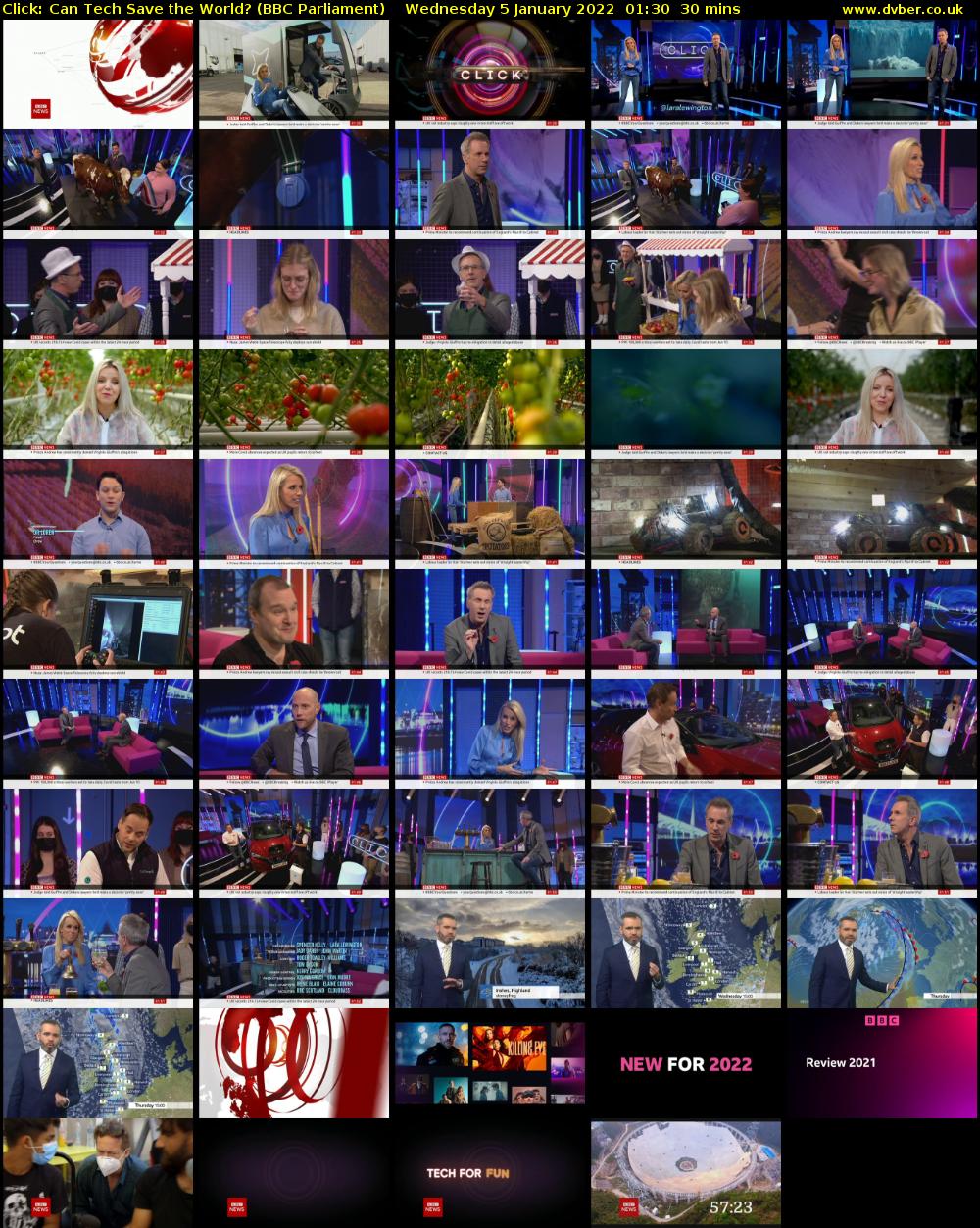 Click: Can Tech Save the World? (BBC Parliament) Wednesday 5 January 2022 01:30 - 02:00