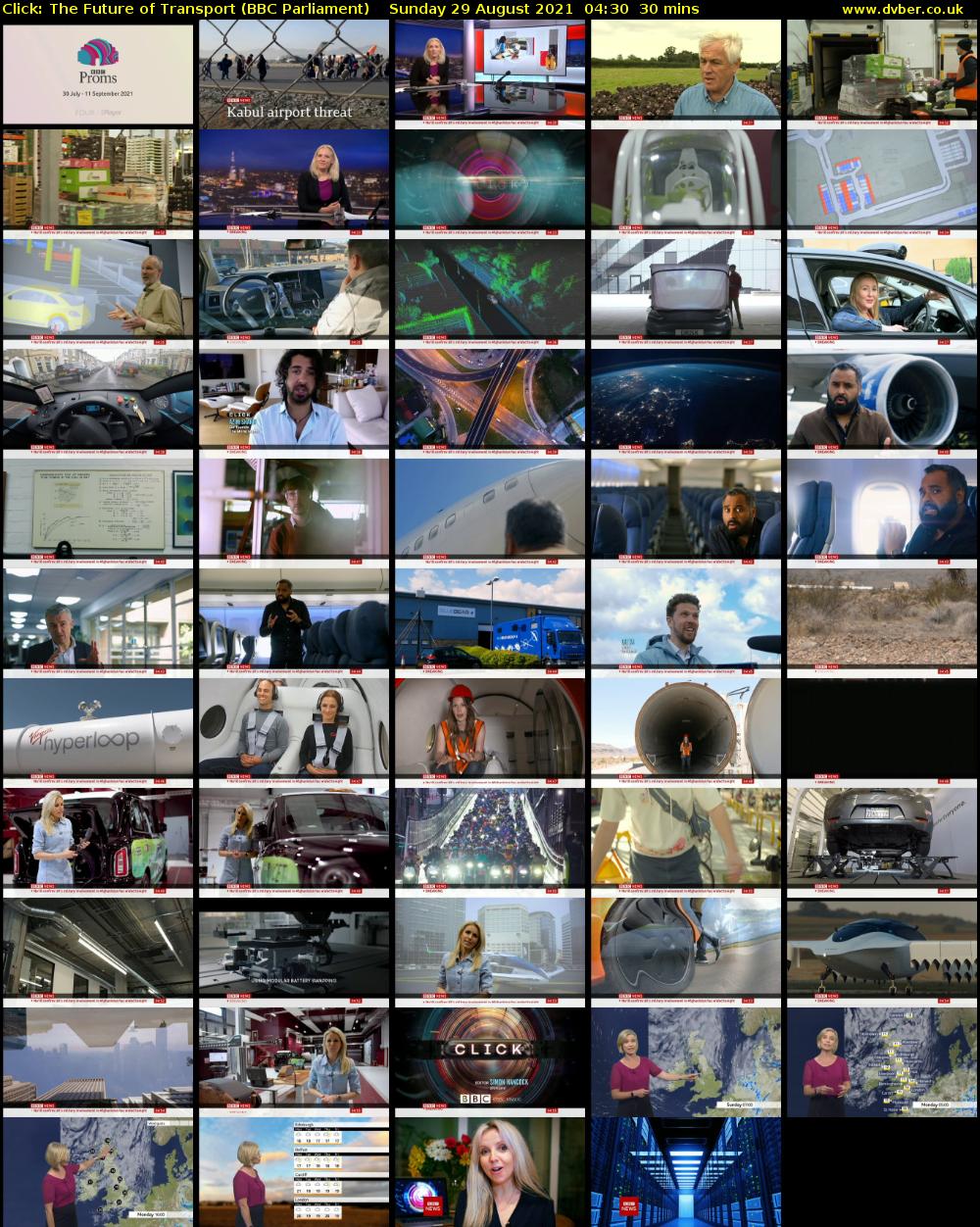 Click: The Future of Transport (BBC Parliament) Sunday 29 August 2021 04:30 - 05:00