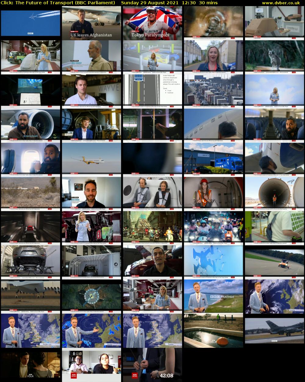 Click: The Future of Transport (BBC Parliament) Sunday 29 August 2021 12:30 - 13:00