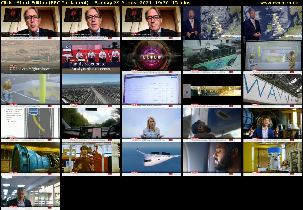 Click - Short Edition (BBC Parliament) Sunday 29 August 2021 19:30 - 19:45