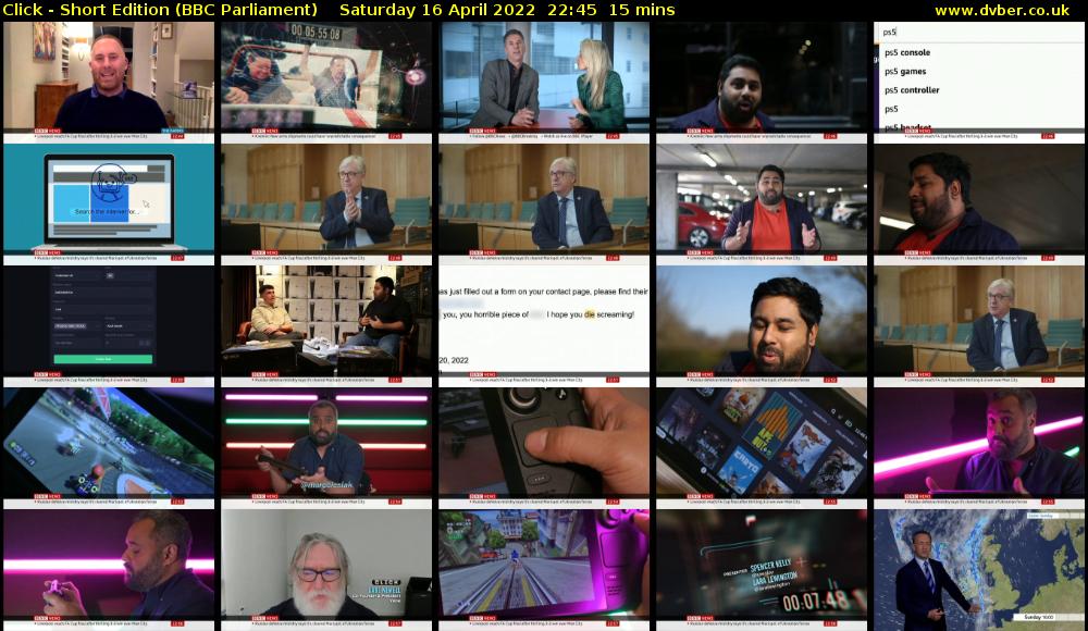 Click - Short Edition (BBC Parliament) Saturday 16 April 2022 22:45 - 23:00