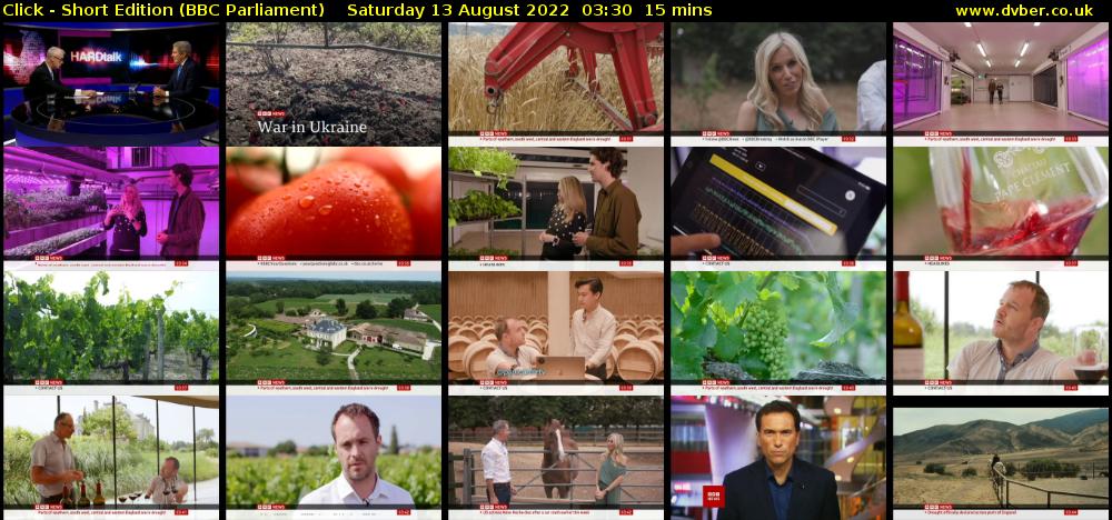 Click - Short Edition (BBC Parliament) Saturday 13 August 2022 03:30 - 03:45