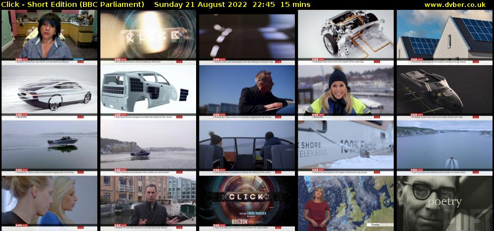 Click - Short Edition (BBC Parliament) Sunday 21 August 2022 22:45 - 23:00