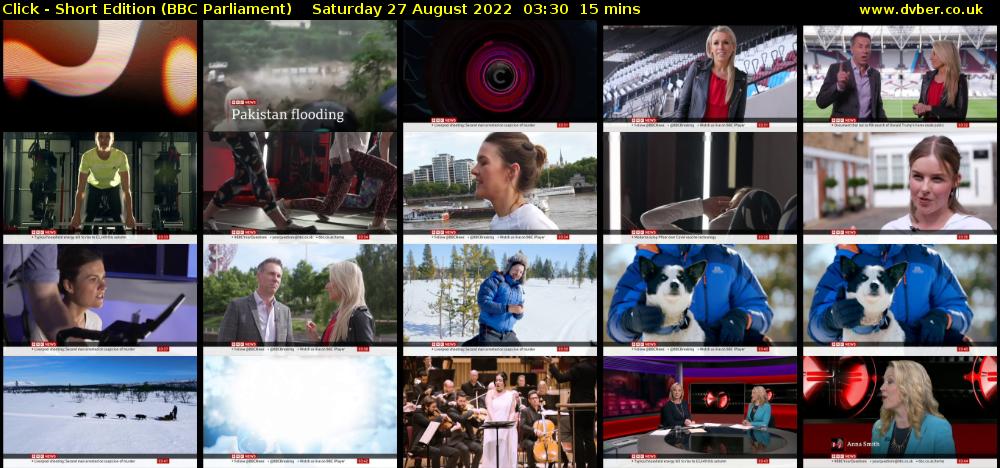 Click - Short Edition (BBC Parliament) Saturday 27 August 2022 03:30 - 03:45