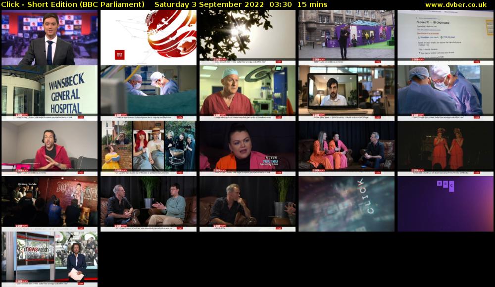 Click - Short Edition (BBC Parliament) Saturday 3 September 2022 03:30 - 03:45